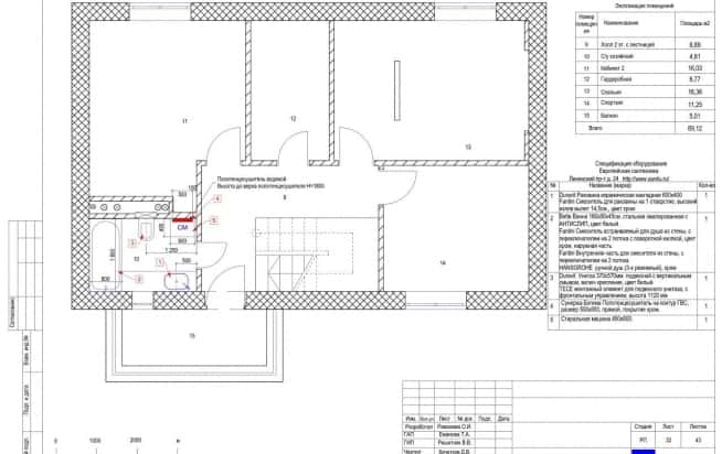 пос. «Краснопахорское», сантехника дизайн-проект. Расстановка сантехники 2