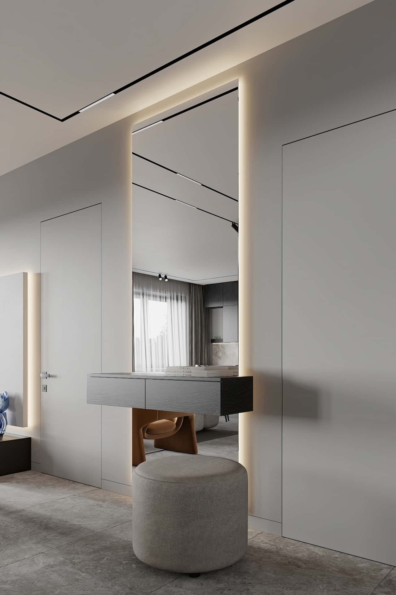 Дизайн и ремонт квартиры в КП Бристоль — Изысканный монохром, 164 м2. 1 этаж Прихожая, фото 5