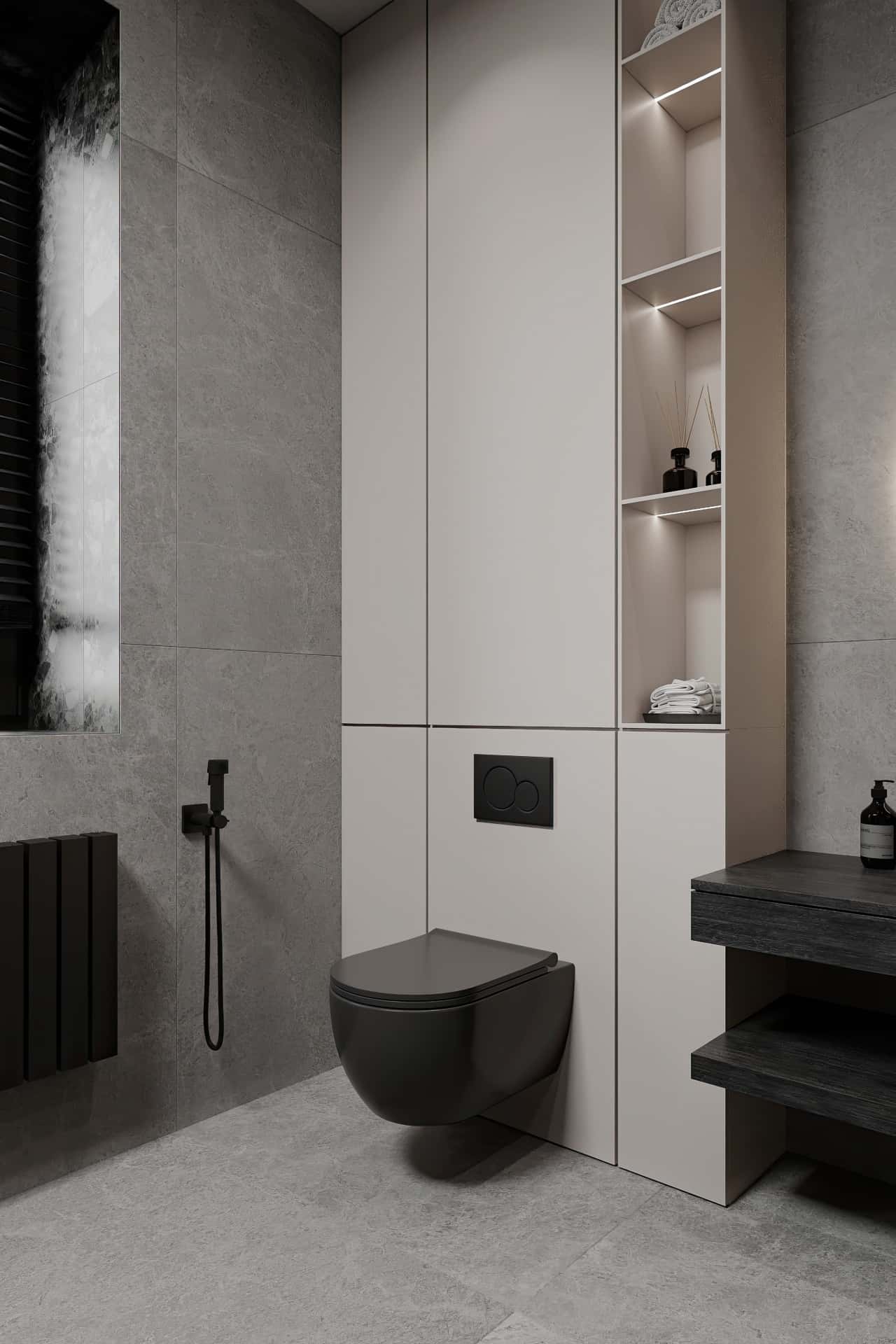 Дизайн и ремонт квартиры в КП Бристоль — Изысканный монохром, 164 м2. 1 этаж Санузел, фото 6