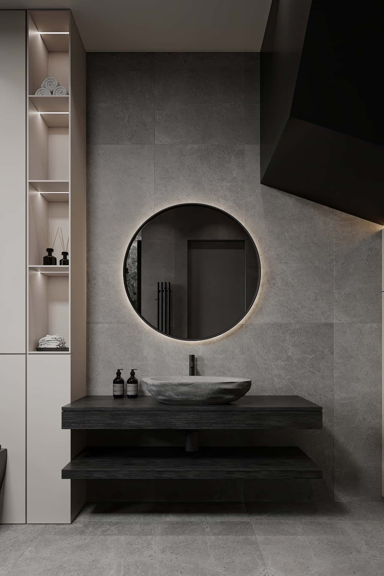 Дизайн и ремонт квартиры в КП Бристоль — Изысканный монохром, 164 м2. 1 этаж Санузел, фото 8