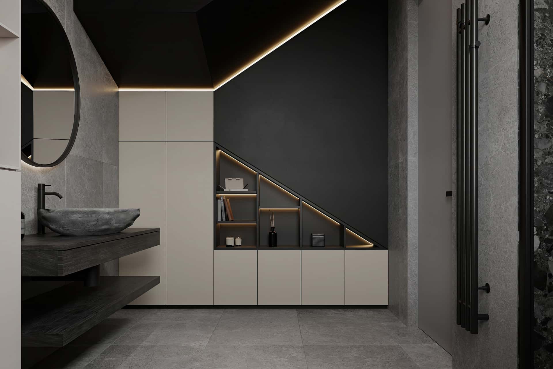 Дизайн и ремонт квартиры в КП Бристоль — Изысканный монохром, 164 м2. 1 этаж Санузел, фото 5