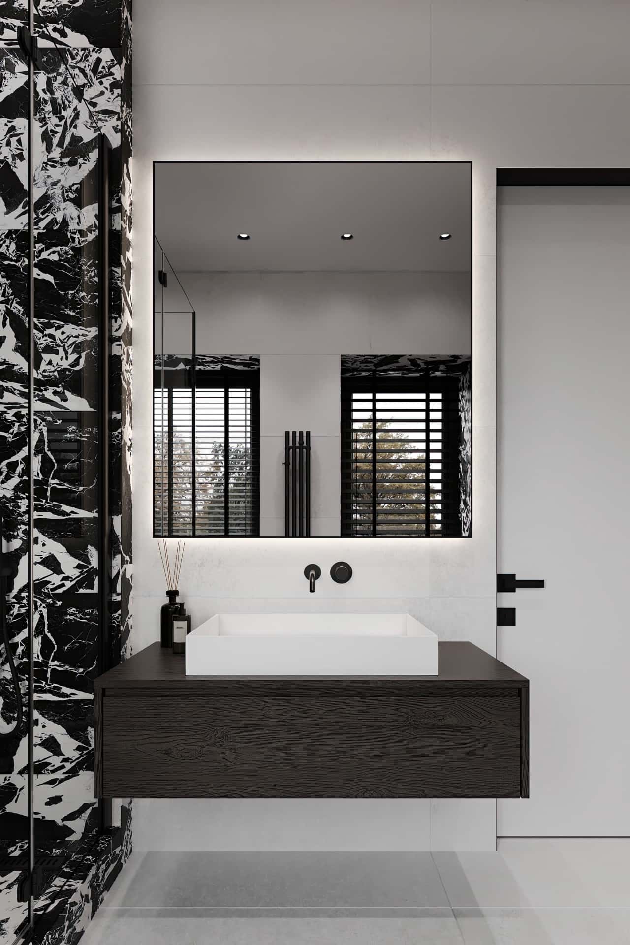 Дизайн и ремонт квартиры в КП Бристоль — Изысканный монохром, 164 м2. 2 этаж Душевая, фото 4