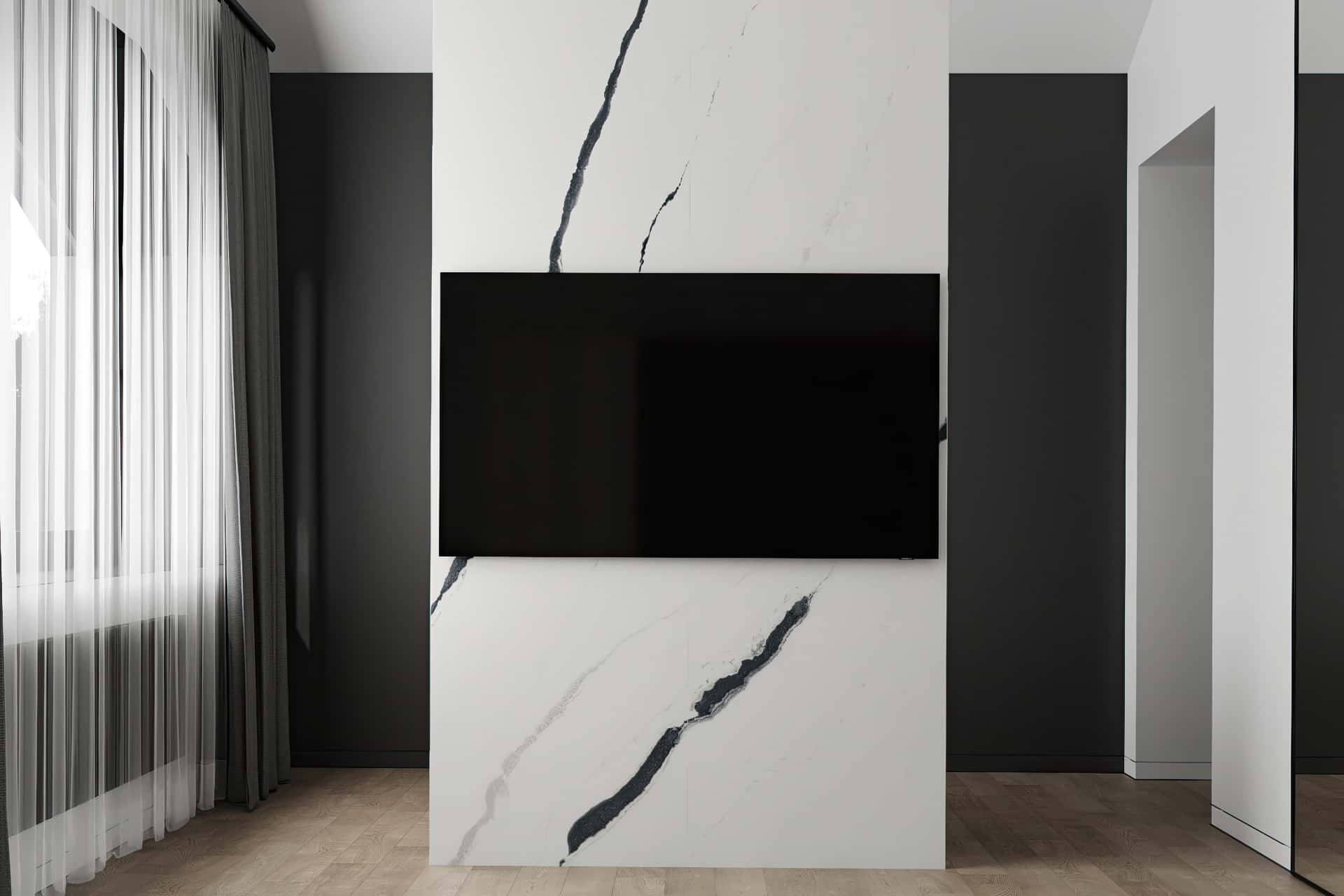 Дизайн и ремонт квартиры в КП Бристоль — Изысканный монохром, 164 м2. 2 этаж Спальня, фото 10