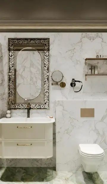 Дизайн и ремонт дома в КП «Чулково Клаб» в стиле барокко. 2 этаж Мастер-санузел