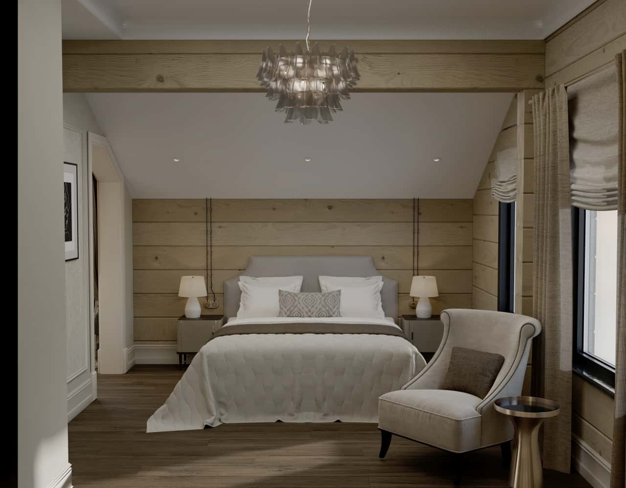 Спальня в деревянном доме