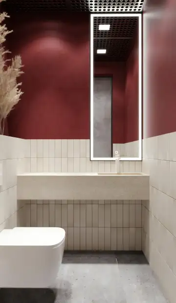 Дизайн и ремонт офиса компании ООО «Монолит» в стиле лофт. 1 этаж Санузел гостевой(визуализация)
