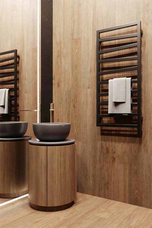ванная комната в древесно-коричневом цвете
