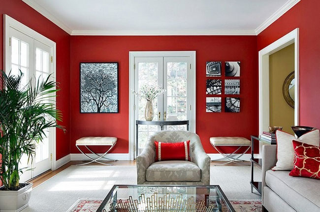 Дизайн комнаты с красным цветом