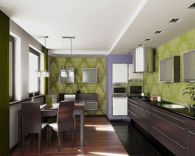 Оливковый цвет в интерьере кухни