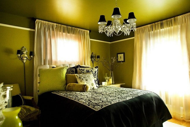 Оливковый цвет в интерьере - особенности сочетания. Оливковый цвет в интерьере спальни