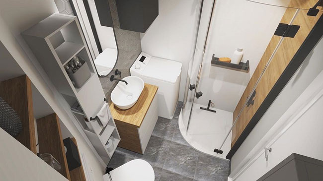 Идеи для дизайна маленькой ванной комнаты. Правильная планировка маленькой ванной. Фотография 1.