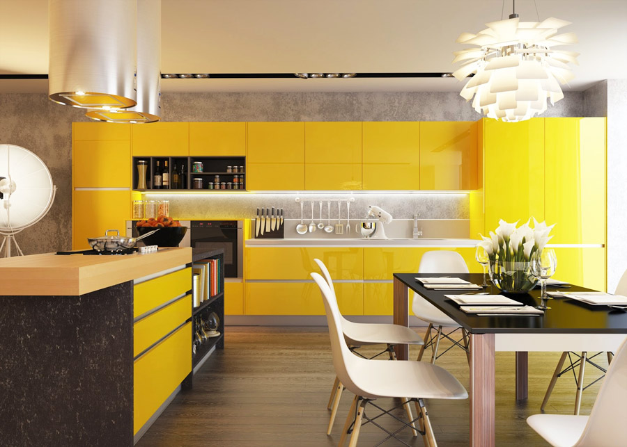 Желтый цвет в интерьере. Кухня