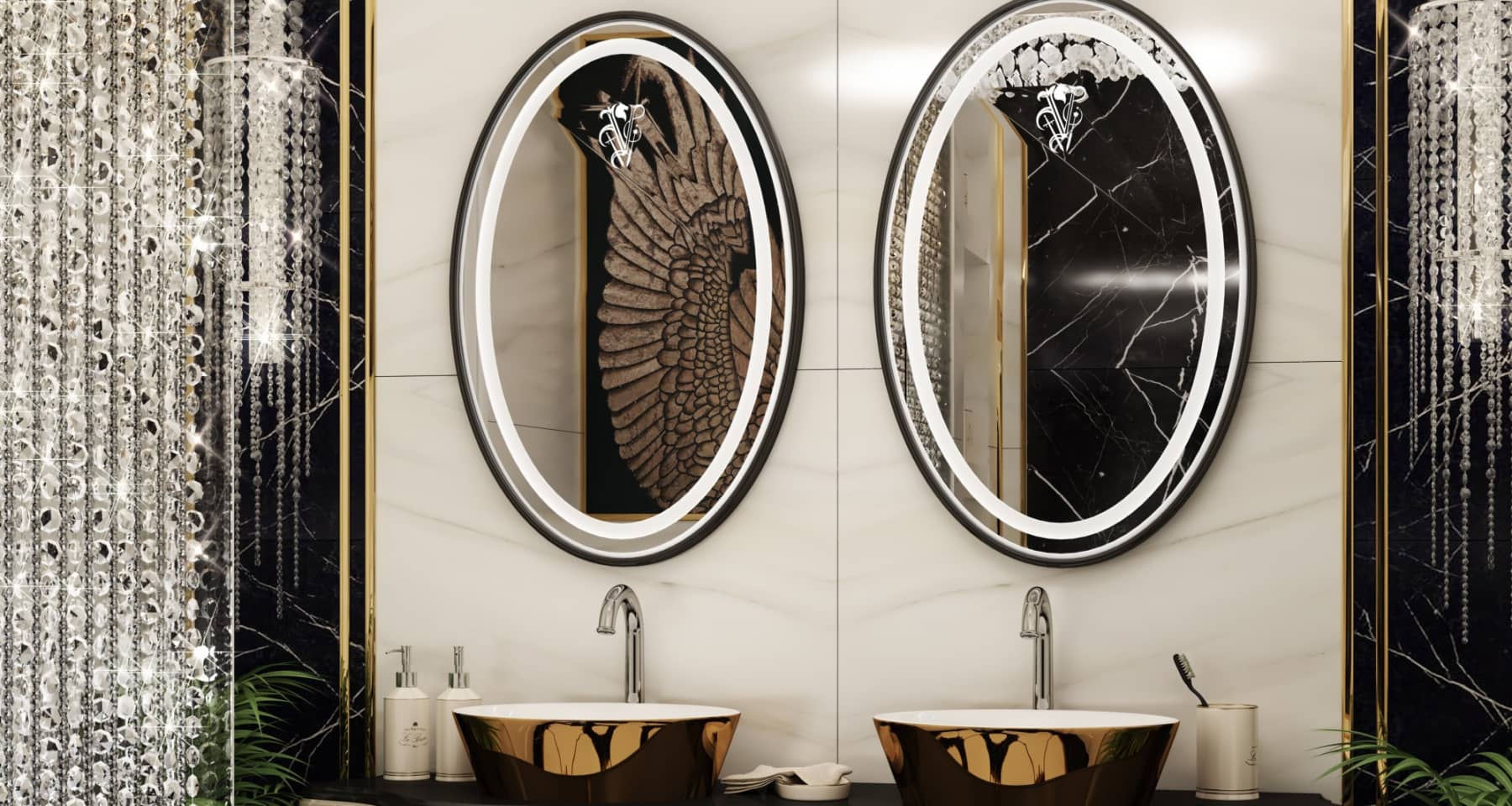 Дизайн ванной комнаты в стиле ар-деко