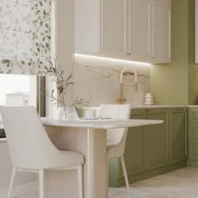 Алгоритм комфорта. Дизайн и ремонт квартиры 64м2 ЖК Дом Достижение в неоклассике. Кухня-гостиная, фото 09