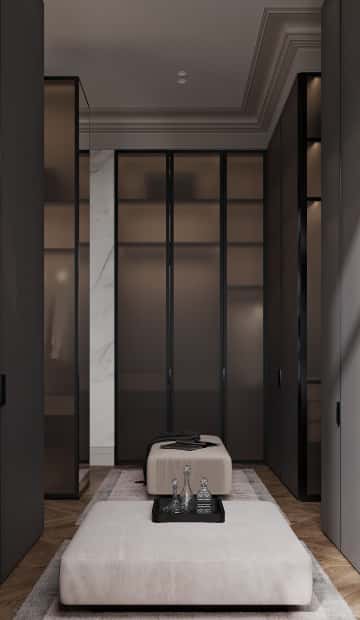 Второй уровень начинается с проходной гардеробной