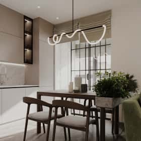 Растим чемпиона. Дизайн и ремонт квартиры 80м2 ЖК Ивантеевка 2020 в современном стиле. Кухня-гостиная, фото 04