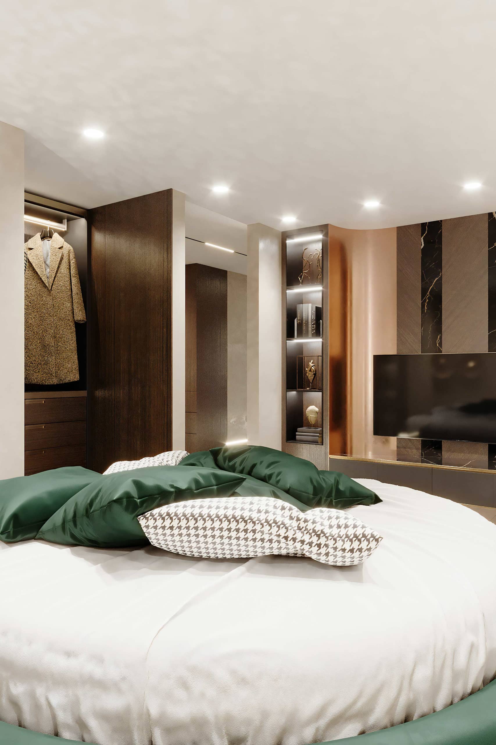 Оформление интерьера спальни в стиле ар-деко. Фото № 69766.