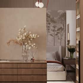 Очарование природы. Дизайн и ремонт загородного дома 116м2 в КП Британика в современном стиле. 2 этаж Спальня, фото 07