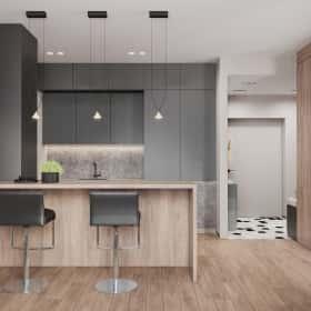 Утончённая простота. Дизайн и ремонт квартиры 123м2 ЖК Джаз в стиле современный минимализм. Кухня-гостиная, фото 03