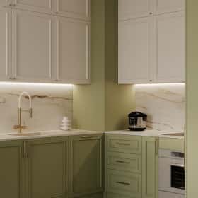 Алгоритм комфорта. Дизайн и ремонт квартиры 64м2 ЖК Дом Достижение в неоклассике. Кухня-гостиная, фото 11