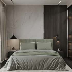 Свет и цвет. Дизайн и ремонт квартиры 105м2 в ЖК Will Towers в современном стиле. Спальня