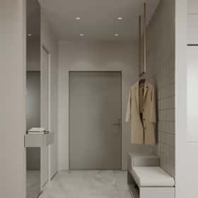 Воспоминания о море. Дизайн и ремонт квартиры 90м2 в ЖК Остров в современном стиле. Прихожая и коридор, фото 01