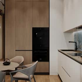 Объятия моря. Дизайн и ремонт квартиры 91м2 ЖК Событие в современном эко-стиле. Кухня-гостиная, фото 08