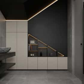 Изысканный монохром. Дизайн и ремонт таунхауса 164м2 в КП Бристоль в неоклассическом стиле. 1 этаж Санузел