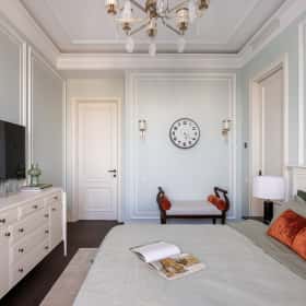 Американская классика. Дизайн и ремонт квартиры 119м2 ЖК Диалог в американском классическом стиле. Спальня 1, фото 10