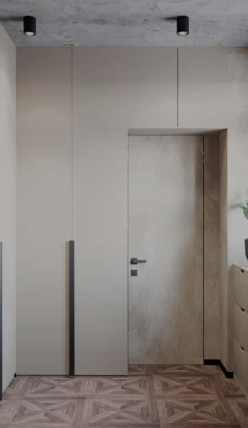 Шкафы разной глубины распределили по периметру комнаты