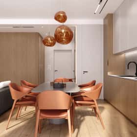 Элегантный оазис. Дизайн и ремонт квартиры 115м2 ЖК Eniteo в современном стиле с элементами экостиля. Кухня-гостиная, фото 03