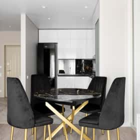 Деликатная классика. Дизайн и ремонт квартиры 65м2 в ЖК Кронштадтский 9 в современном классическом стиле. Кухня-гостиная, фото 10