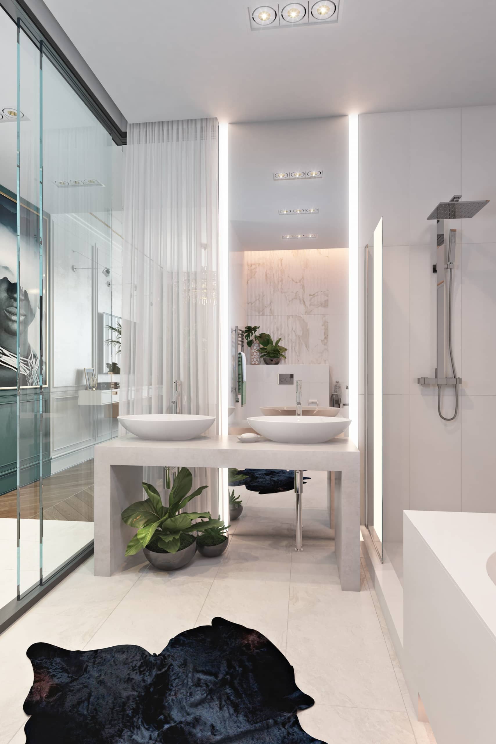 Белоснежная ванная комната в современном стиле