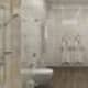 Пол в ванной светлого салатового цвета. Дизайн и ремонт дома в КП «Антоновка» — Загородный минимализм. Фото 047