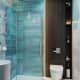 Белые и голубые шестиугольные плитки в интерьере ванной комнаты. Дизайн и ремонт квартиры в ЖК «Маршала Захарова» — Скромное обаяние. Фото 026