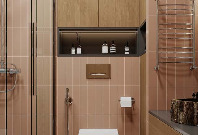 Фотографии помещений в стиле современной классики. Песня в стиле кантри. Дизайн и ремонт квартиры 53м2 ЖК Вдохновение. Санузел, фото 02.