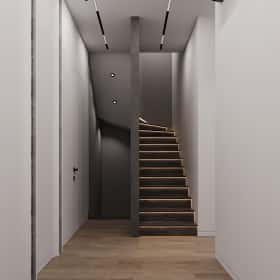 Изысканный монохром. Дизайн и ремонт таунхауса 164м2 в КП Бристоль в неоклассическом стиле. 2 этаж Коридор