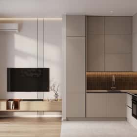 Стиль как инвестиция. Дизайн и ремонт квартиры 60м2 ЖК AFI Park Воронцовский в современном стиле. Кухня-гостиная