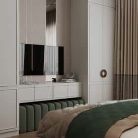 Удобство со вкусом. Дизайн и ремонт квартиры 88м2 ЖК Вереск в современной классике. Мастер-спальня, фото 05