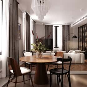 Дух Монмартра. Дизайн и ремонт квартиры 101м2 в ЖК Врубеля 4 во французской классике. Кухня-гостиная, фото 03