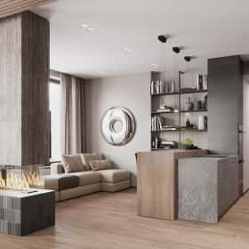 Утончённая простота. Дизайн и ремонт квартиры 123м2 ЖК Джаз в стиле современный минимализм. Кухня-гостиная, фото 02