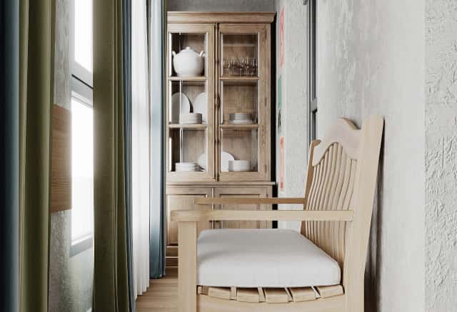 Фотографии помещений в стиле современной классики. Песня в стиле кантри. Дизайн и ремонт квартиры 53м2 ЖК Вдохновение. Лоджия, фото 04.