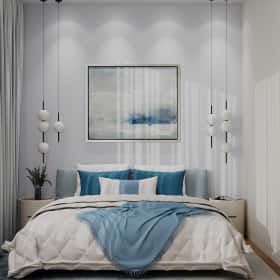 Объятия моря. Дизайн и ремонт квартиры 91м2 ЖК Событие в современном эко-стиле. Спальня