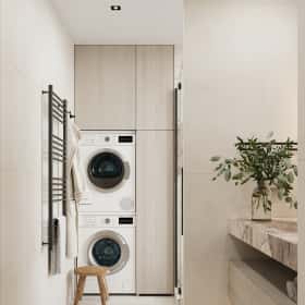 Утончённая простота. Дизайн и ремонт квартиры 123м2 ЖК Джаз в стиле современный минимализм. Санузел 1, фото 01