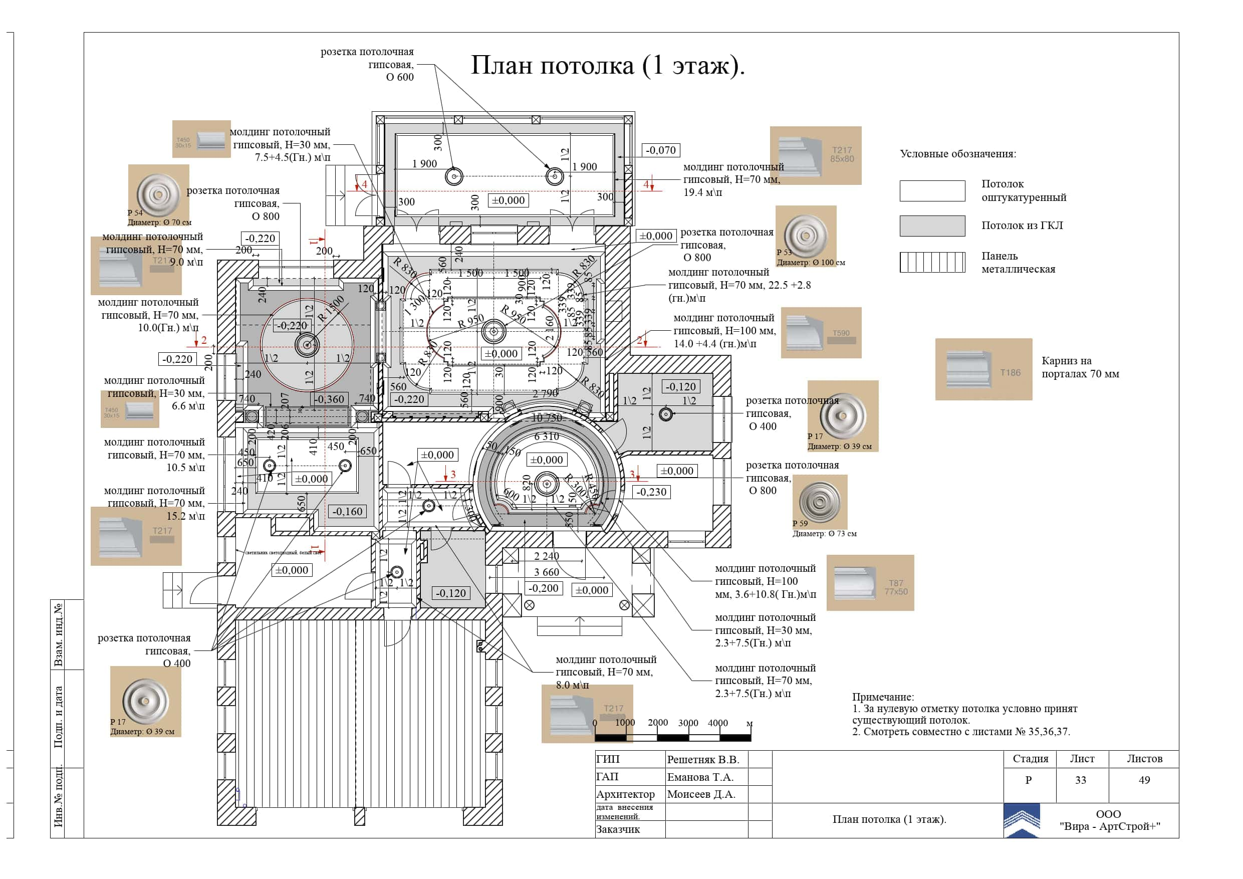 33. План потолка, дом 373 м²