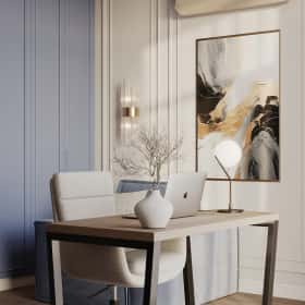 Алгоритм комфорта. Дизайн и ремонт квартиры 64м2 ЖК Дом Достижение в неоклассике. Кабинет, фото 04