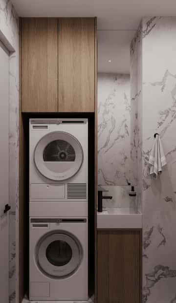 Гармония перемен. Дизайн и ремонт квартиры 66м2 ЖК Зорге 9 в стиле минимализм. Гостевой санузел, фото 01