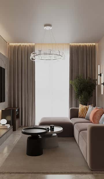 Со вкусом кофе. Дизайн и ремонт квартиры 120м2 в ЖК iLove в современном стиле. Кухня-гостиная