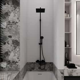 Изысканный монохром. Дизайн и ремонт таунхауса 164м2 в КП Бристоль в неоклассическом стиле. 2 этаж Ванная, фото 02