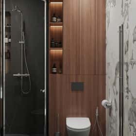 Свет и цвет. Дизайн и ремонт квартиры 105м2 в ЖК Will Towers в современном стиле. Душевая